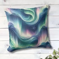 Cute Northern Lights Design, Navy, Green, Purple  Throw Pillow