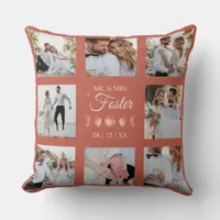 Terracotta Moon Mr. & Mrs. Photo Throw Pillow