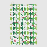 Golf Argyle Patterned Golfer Monogram Golf Towel