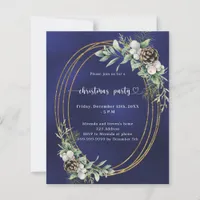 Blue cone pine greenery Christmas Party invitation