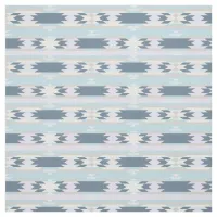 Blue Aztec Bohemian Native Tribal Pattern Fabric