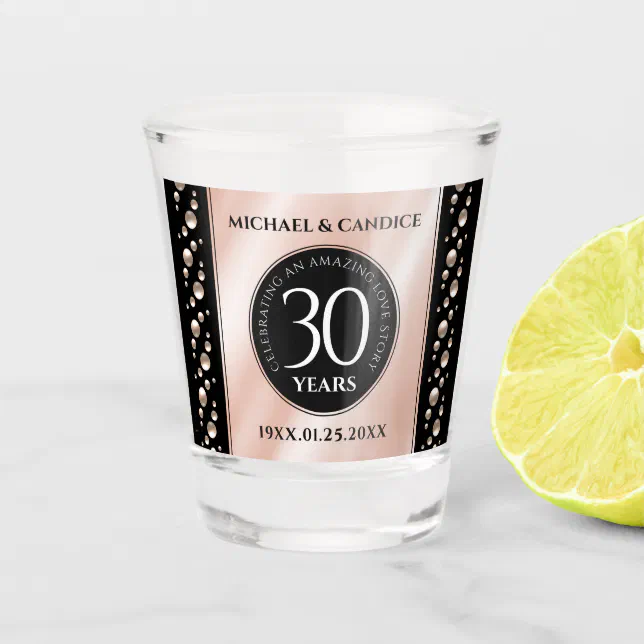 Elegant 30th Pearl Wedding Anniversary Celebration Shot Glass