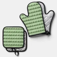 Pot Holders - Green Angle Iron Leaves Oven Mitt & Pot Holder Set