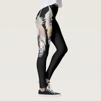 *~* Flight of Freedom Feathers on Black Leggings