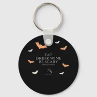 Hallowine Halloween Quote Eat Drink Keychain