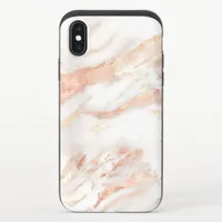 Chic Girly Elegant Copper Rose Gold Marble iPhone X Slider Case