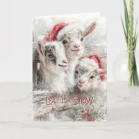 Cute Baby Goats - Snow Babies 2 Christmas Holiday Card
