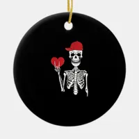 Roll Skeleton Hands Heart Valentines Day Skull Ceramic Ornament