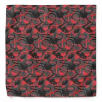 Freestyle Red Black Grey Brushstrokes Pattern Bandana