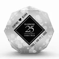 Elegant 25th Silver Wedding Anniversary Acrylic Award