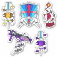 Gaming Mains Gamer Syringe Gun Shield Cartoon Sticker