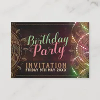 Rustic Boho Birthday Party Mini Invitation Card