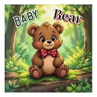 Cute Cartoon Baby Bear in Woods Acrylic Print