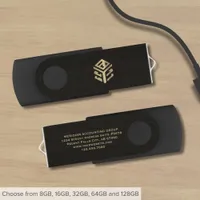 Black Custom Company Logo USB Flash Drive