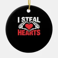 Steal Hearts Valentines Day Funny Skeleton Hand Cl Ceramic Ornament