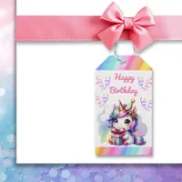 Personalized Girl's Birthday Unicorn Themed Gift Tags