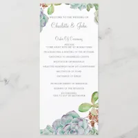 Desert Cactus Succulents Wedding programs