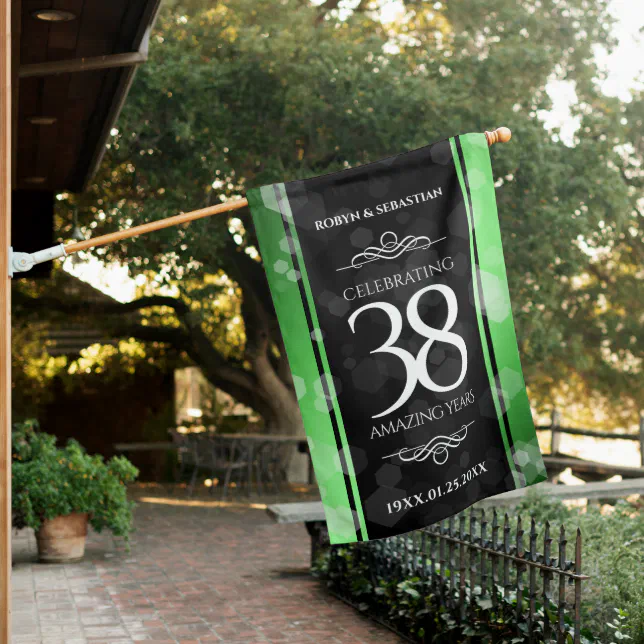 Elegant 38th Emerald Wedding Anniversary House Flag