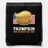 Trumpkin Halloween Pumpkin With Flag Scary Design  Drawstring Bag