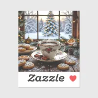 Christmas Coffee and Cookies Winter Window Scene Sticker