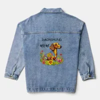 Cute Cartoon AI Dachshund Mom Denim Jacket