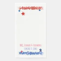 Watercolor Red and Blue Bars with Sta, 4th of July Paper Guest Towels