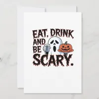 Eat Drink Be Scary Halloween Pumpkin Creative Styl Holiday Card