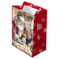 Mr and Mrs Claus Baking Cookies Christmas Medium Gift Bag