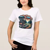 Retro Mushrooms and Disc Golf Course Ai Art Tri-Blend Shirt