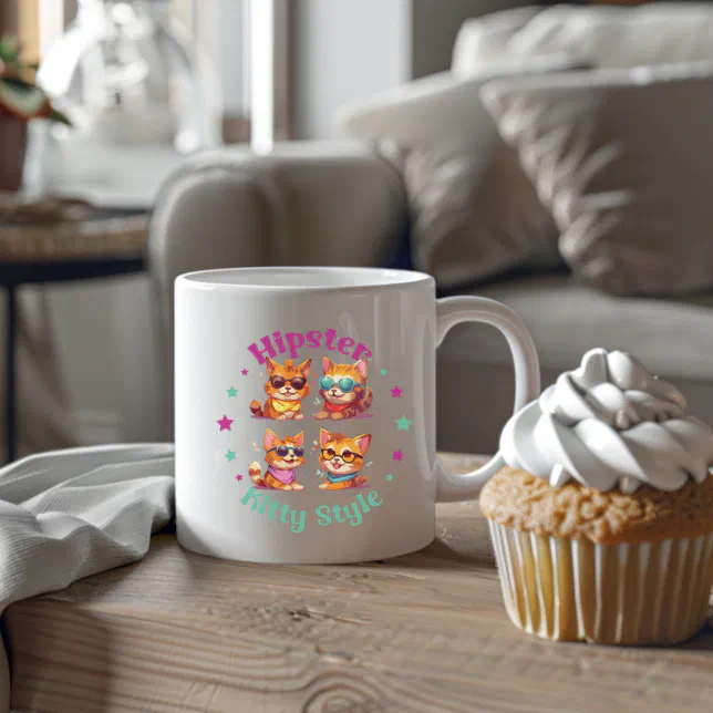 Kitty Hipster Style Coffee Mug