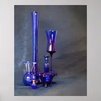 Blue Glass Vertical Vases Poster