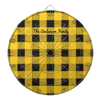 Yellow Buffalo Plaid Rustic Check Patterned Custom Dart Board