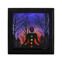 Meditation and the Trees on a starry night Sunset  Gift Box