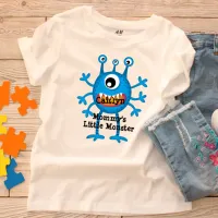 Cute Blue Cartoon Monster Funny Fun for Kids Toddler T-shirt