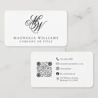 Monogram QR Code Minimalist Business Card