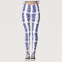 Delphinium  flowers painting leggings