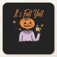 It’s Fall Y’all Funny Square Paper Coaster