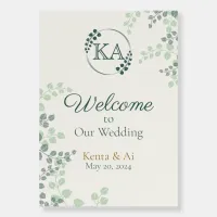 Personalized Greenery and Monogram Wedding Sign