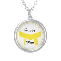 Martial Arts Yellow Belt Silver Plated Necklace