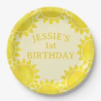 Sunshine Theme 1st Birthday Paper Plates – Little 