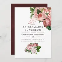 Vintage Blush and Burgundy Bridesmaids Luncheon Invitation