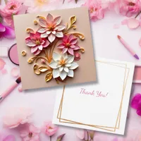 Pink and Gold Flowers | Paper Quilling Thank You