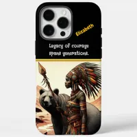 Warrior woman with bear at dawn iPhone 16 pro max case