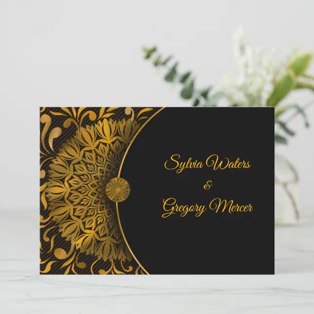 Traditional mandala classic elegant luxury wedding invitation