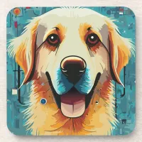 Happy Golden Retriever Beverage Coaster