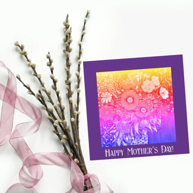 Happy Mother's day retro flower bunch Card