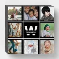 Black and White Instagram Photo Collage Monogram Wooden Box Sign