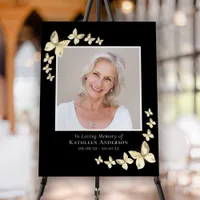 Butterflies Photo Memorial Funeral Welcome Sign