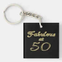 Fifty Years Fabulous at 50 Gold Typography Age 50 Keychain