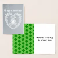 Happy St. Patrick's Day Bear Heart, ZKOA Foil Card